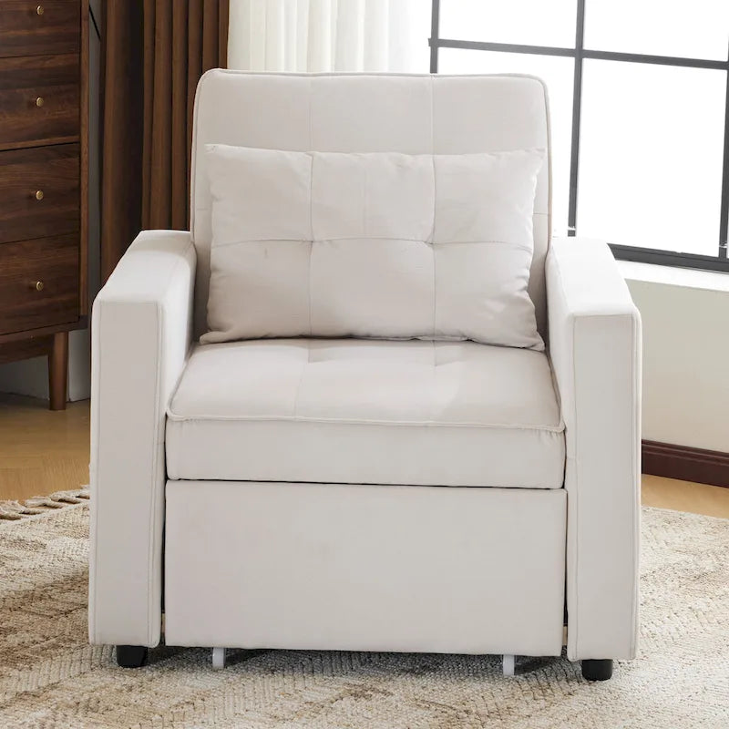 Fauteuil convertible lit avec dossier réglable et oreiller intégré