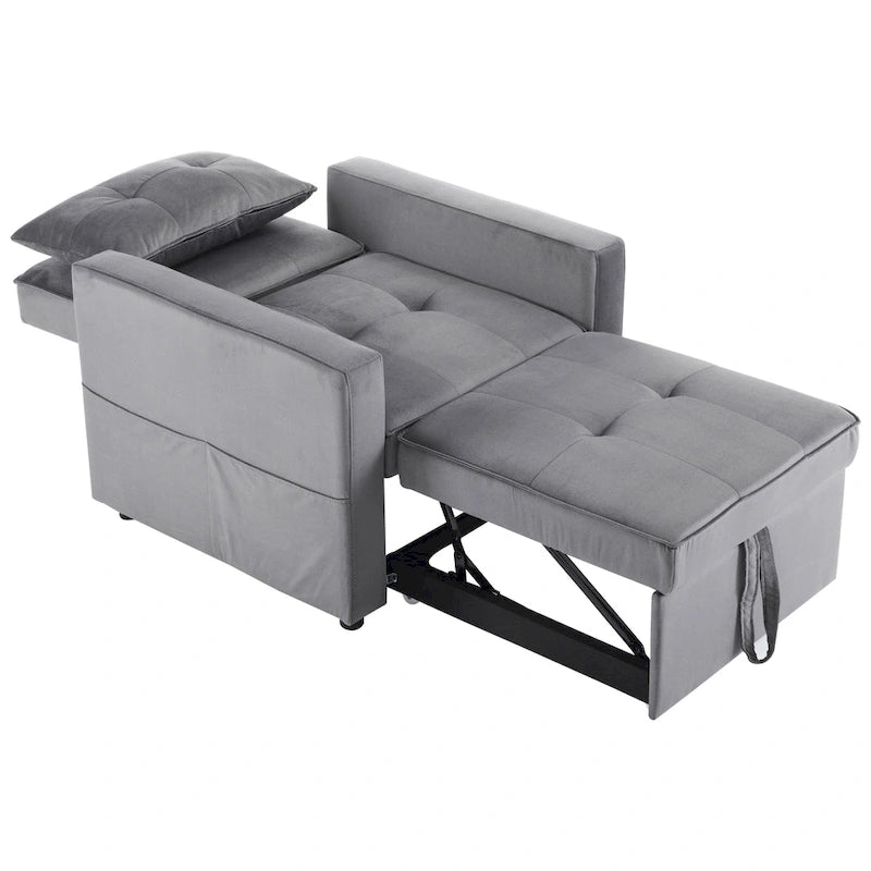 Fauteuil convertible lit avec dossier réglable et oreiller intégré