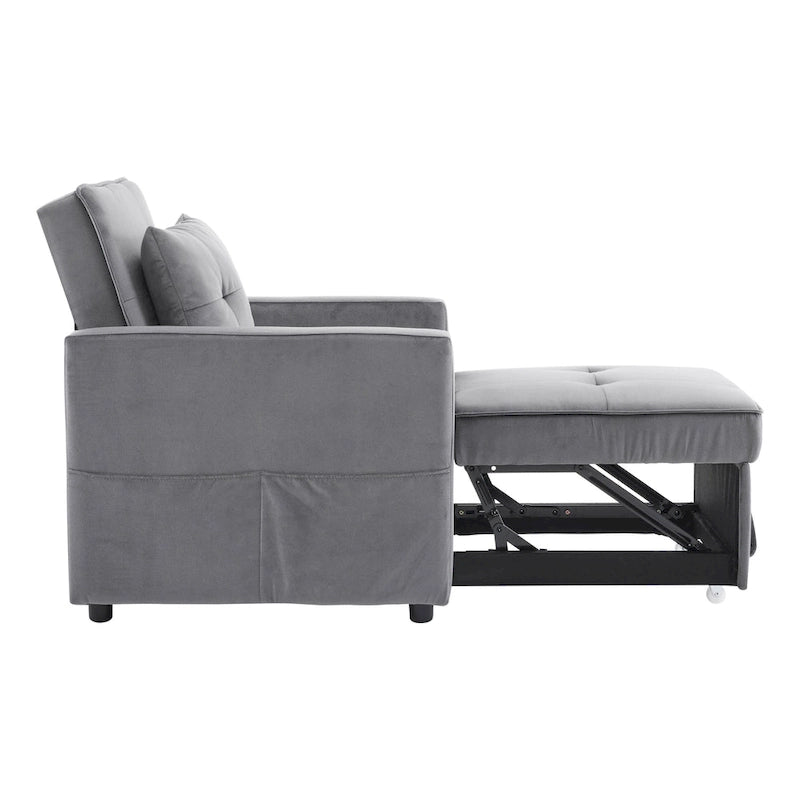 Fauteuil convertible lit avec dossier réglable et oreiller intégré