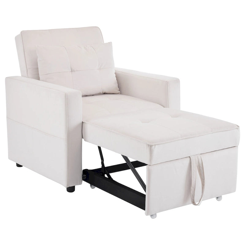 Fauteuil convertible lit avec dossier réglable et oreiller intégré