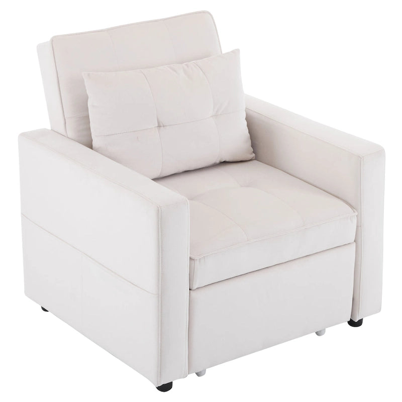 Fauteuil convertible lit avec dossier réglable et oreiller intégré