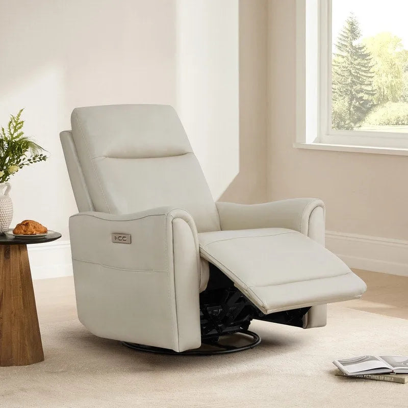 Fauteuil inclinable en cuir véritable pivotant avec fonction de glisse pour chambre d'enfant