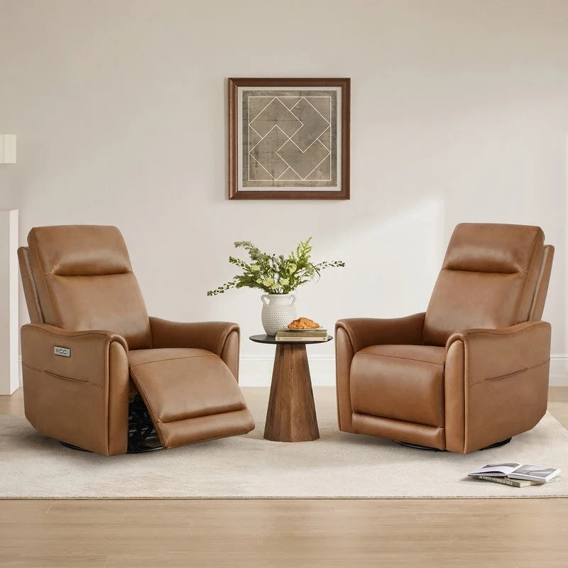 Fauteuil inclinable en cuir véritable pivotant avec fonction de glisse pour chambre d'enfant