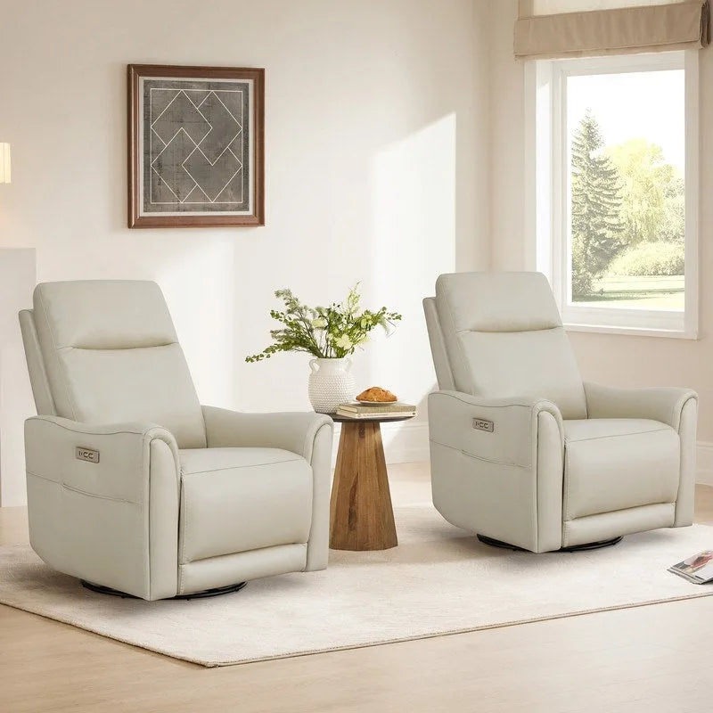 Fauteuil inclinable en cuir véritable pivotant avec fonction de glisse pour chambre d'enfant