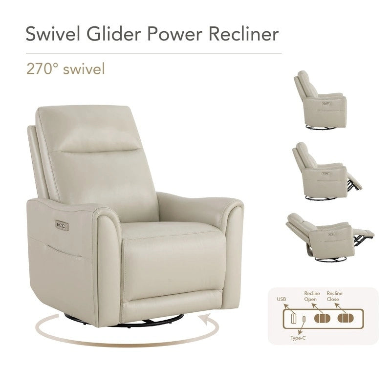 Fauteuil inclinable en cuir véritable pivotant avec fonction de glisse pour chambre d'enfant