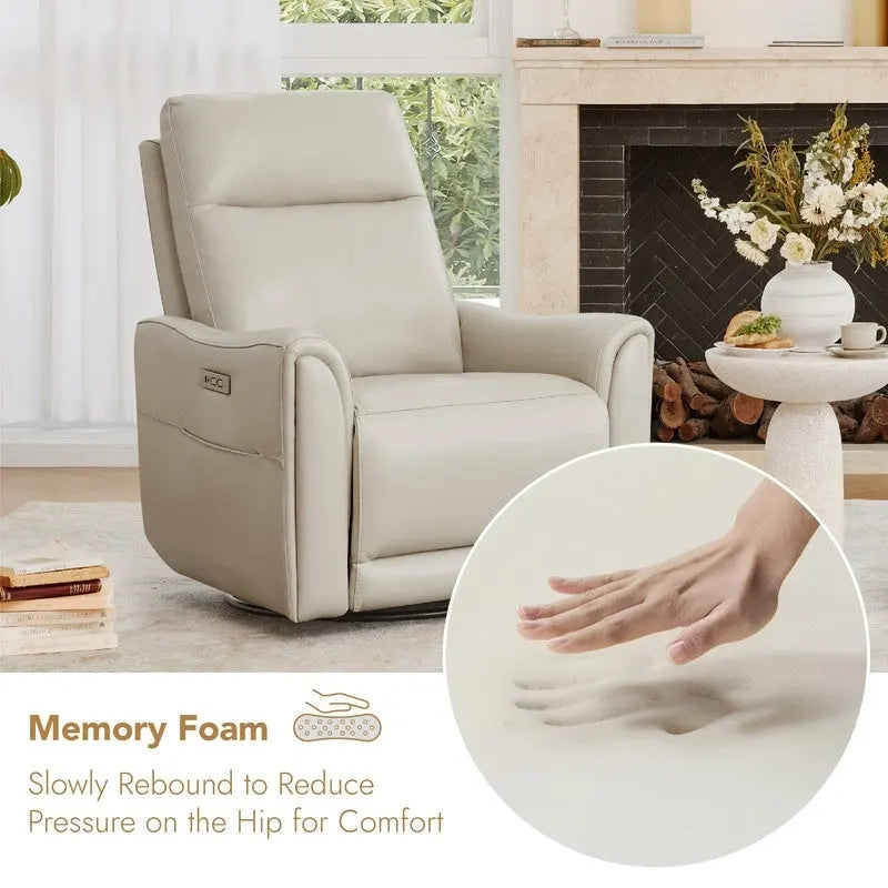 Fauteuil inclinable en cuir véritable pivotant avec fonction de glisse pour chambre d'enfant