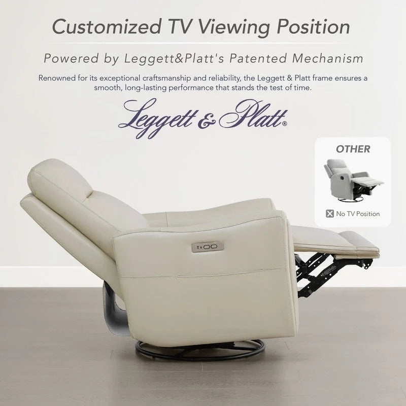 Fauteuil inclinable en cuir véritable pivotant avec fonction de glisse pour chambre d'enfant