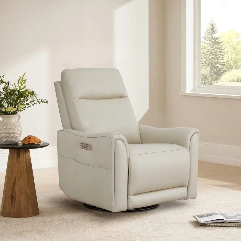 Fauteuil inclinable en cuir véritable pivotant avec fonction de glisse pour chambre d'enfant