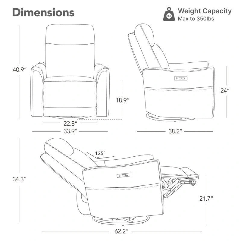 Fauteuil inclinable en cuir véritable pivotant avec fonction de glisse pour chambre d'enfant