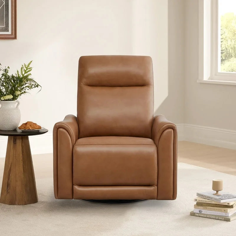 Fauteuil inclinable en cuir véritable pivotant avec fonction de glisse pour chambre d'enfant