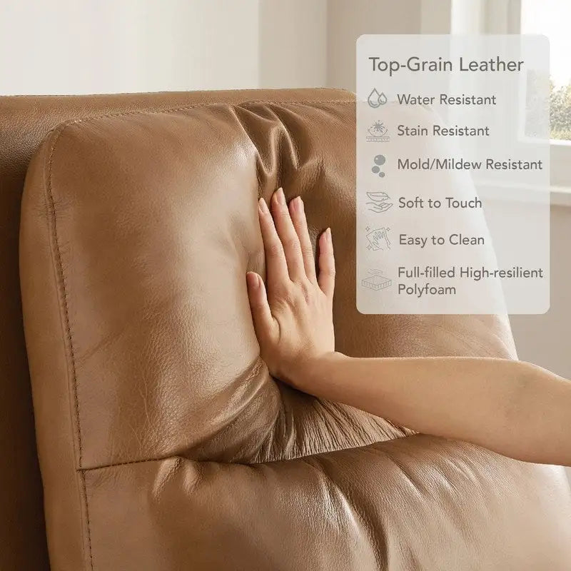Fauteuil inclinable en cuir véritable pivotant avec fonction de glisse pour chambre d'enfant