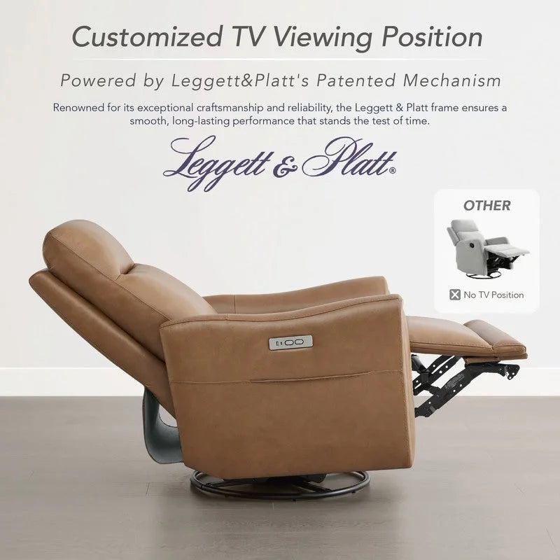Fauteuil inclinable en cuir véritable pivotant avec fonction de glisse pour chambre d'enfant