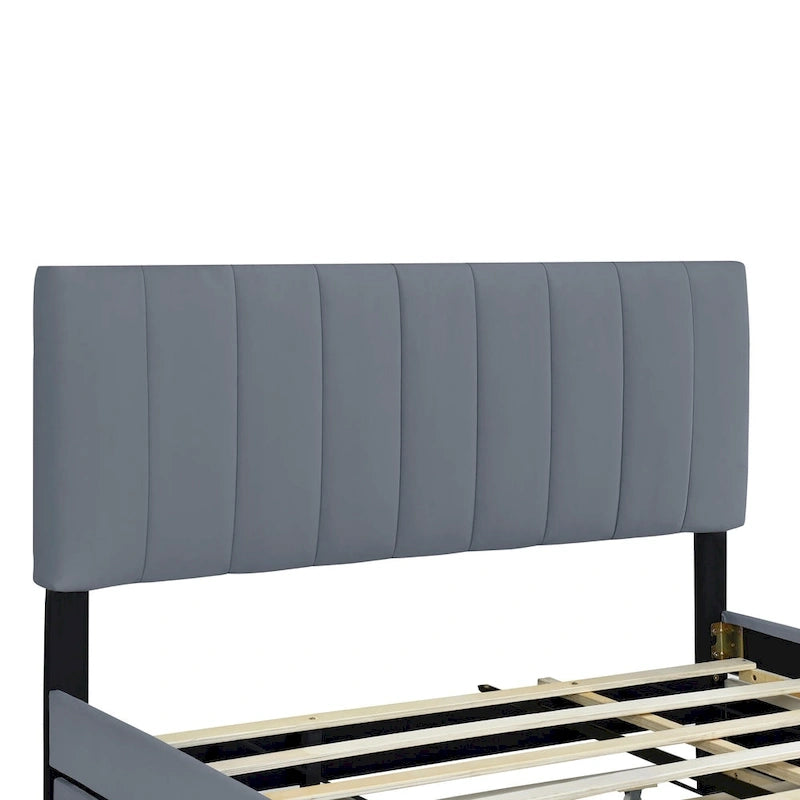 Lit en velours Queen Size avec 2 tiroirs et un lit gigogne Twin XL