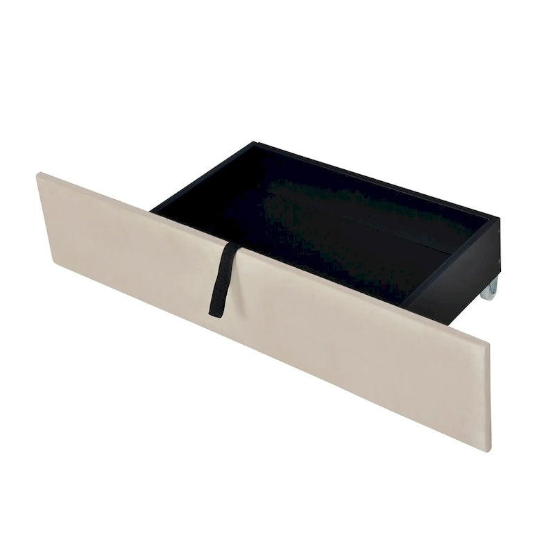 Lit en velours Queen Size avec 2 tiroirs et un lit gigogne Twin XL