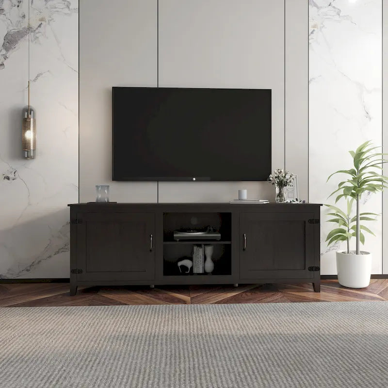 Meuble TV de 178 cm avec portes et rangement ouvert pour téléviseurs jusqu'à 60 pouces