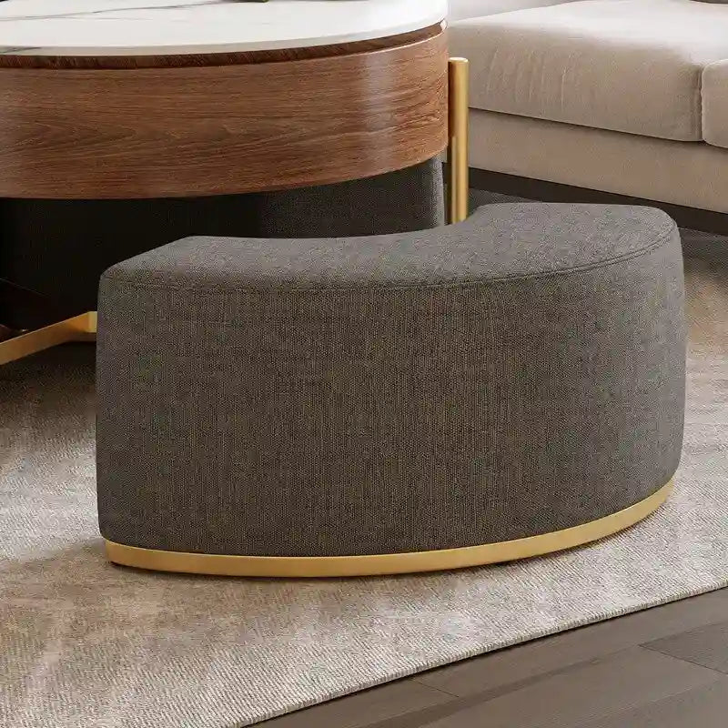 Table basse relevable avec rangement et 3 poufs