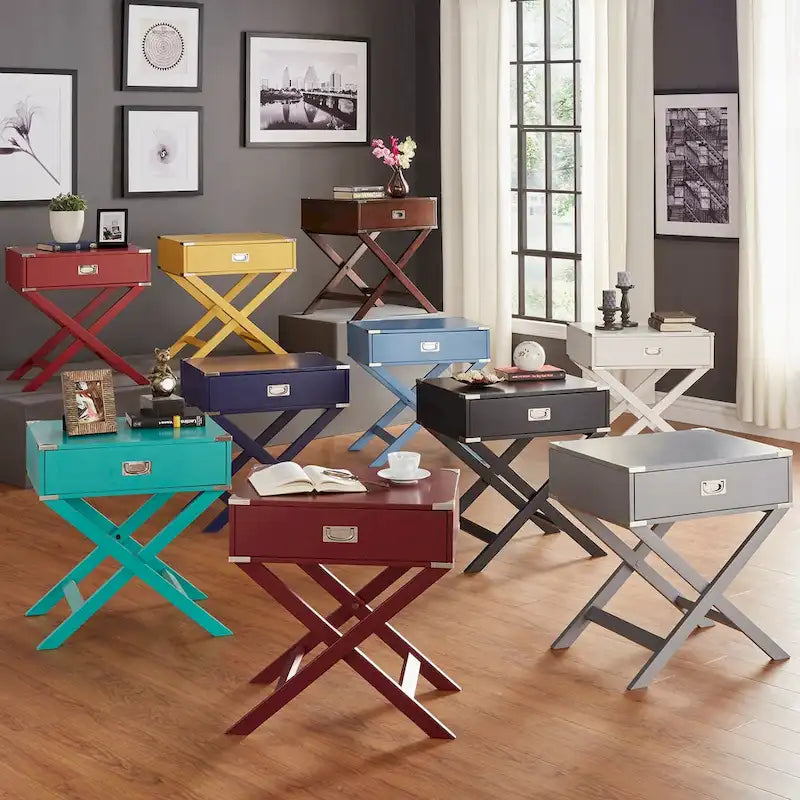 Kenton X Base Wood Accent Campaign Table by  Bold