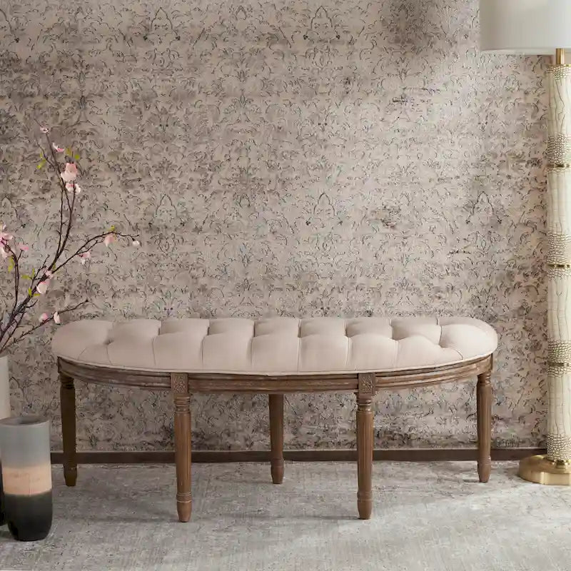  Kerasoula Rustic Semi Circle Bench - 50 W x 19.3 D x 19.3 H - 50Wx19Dx19H