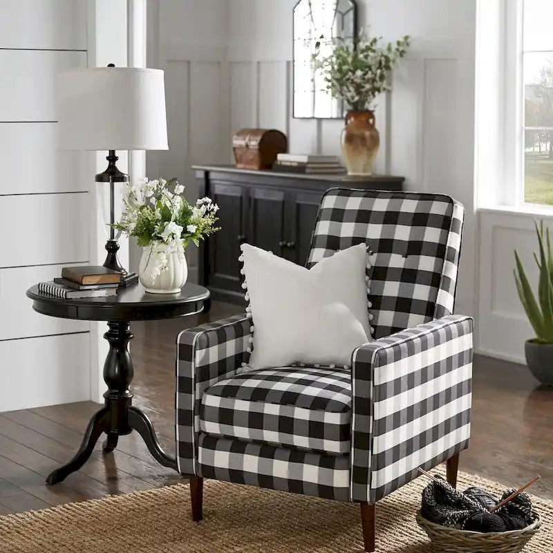 Ada Black and White Buffalo Check Plaid Accent Chair by  Classic