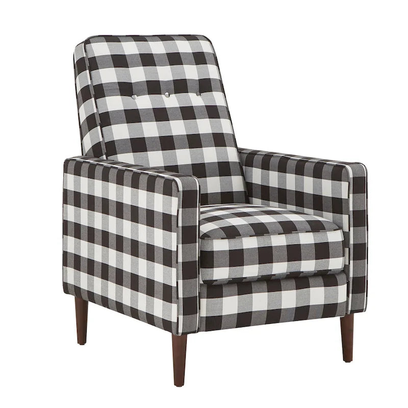 Fauteuil d'appoint à carreaux buffle noirs et blancs