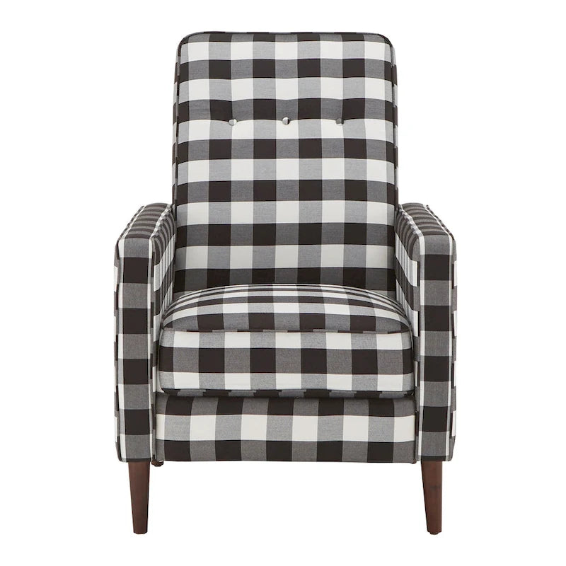 Fauteuil d'appoint à carreaux buffle noirs et blancs