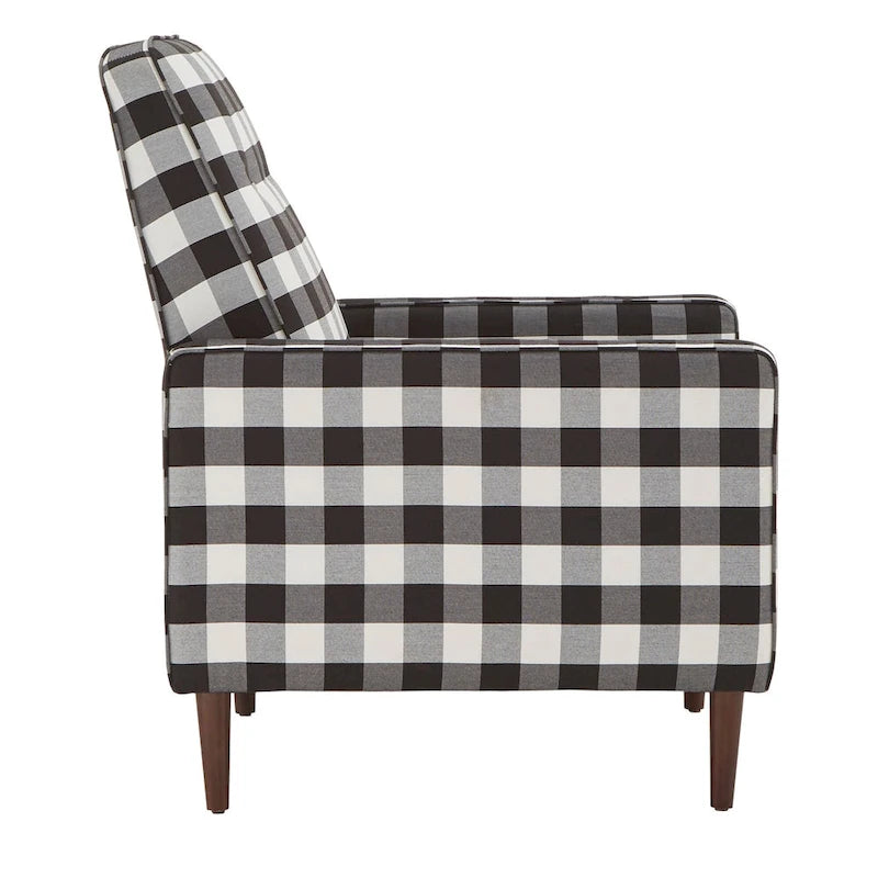 Fauteuil d'appoint à carreaux buffle noirs et blancs