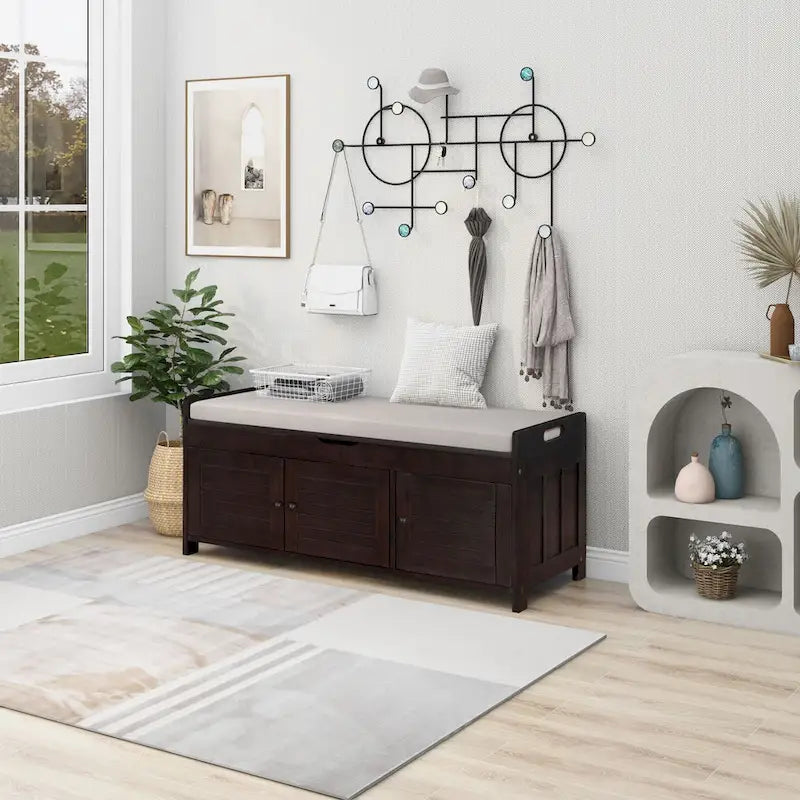 Banc de rangement avec 3 portes persiennes