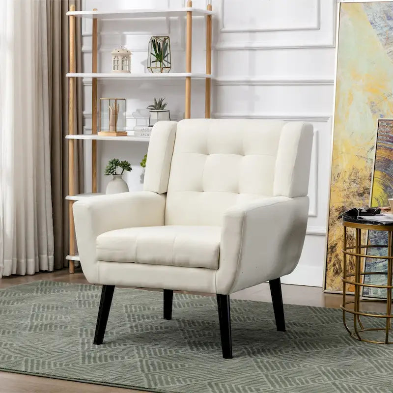 Fauteuil d'appoint ergonomique moderne avec pieds noirs pour l'intérieur