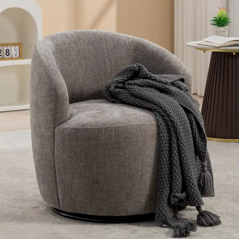 Fauteuil d'appoint pivotant en tissu chenille - 25,60 x 25,60 x 27,56 po