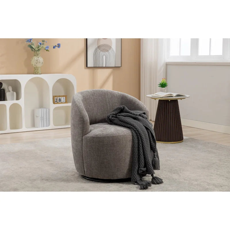 Fauteuil d'appoint pivotant en tissu chenille - 25,60 x 25,60 x 27,56 po