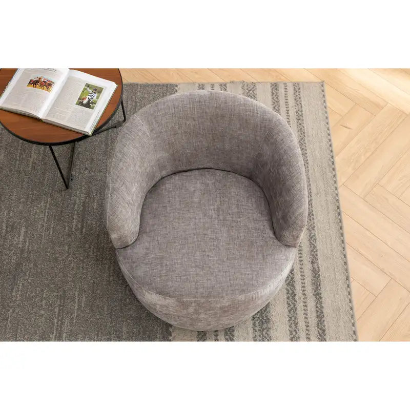 Fauteuil d'appoint pivotant en tissu chenille - 25,60 x 25,60 x 27,56 po