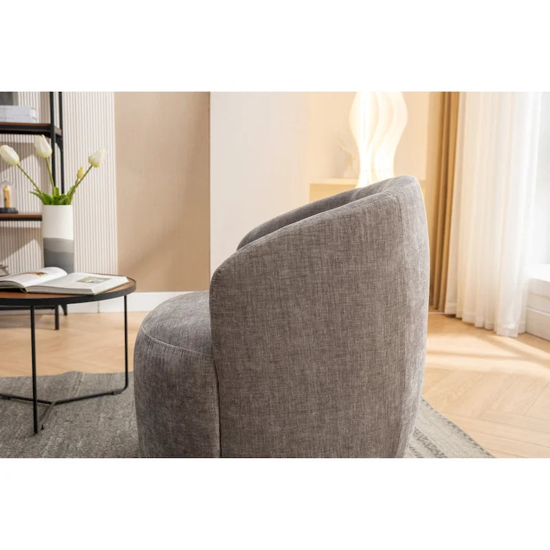 Fauteuil d'appoint pivotant en tissu chenille - 25,60 x 25,60 x 27,56 po