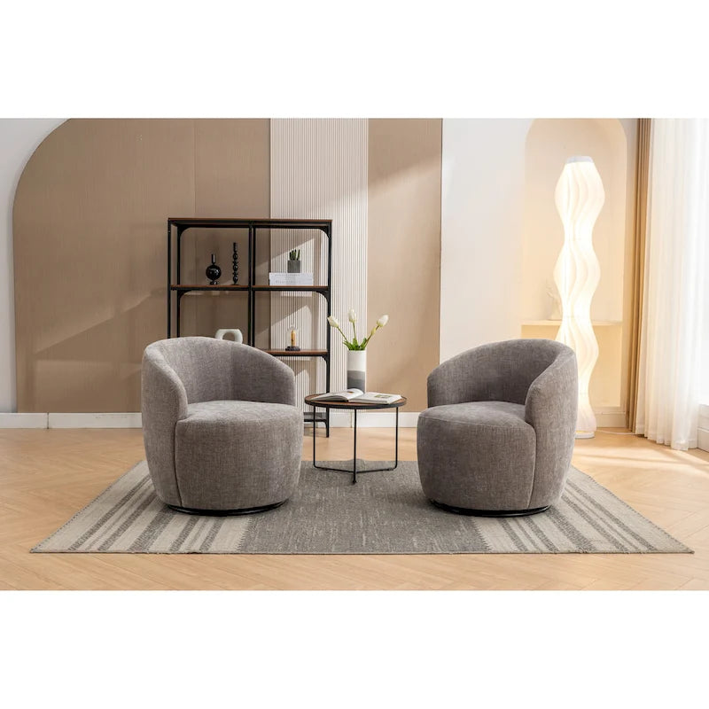 Fauteuil d'appoint pivotant en tissu chenille - 25,60 x 25,60 x 27,56 po