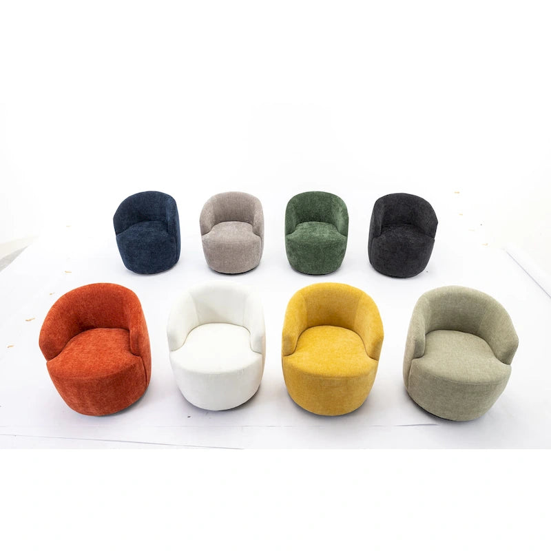 Fauteuil d'appoint pivotant en tissu chenille - 25,60 x 25,60 x 27,56 po