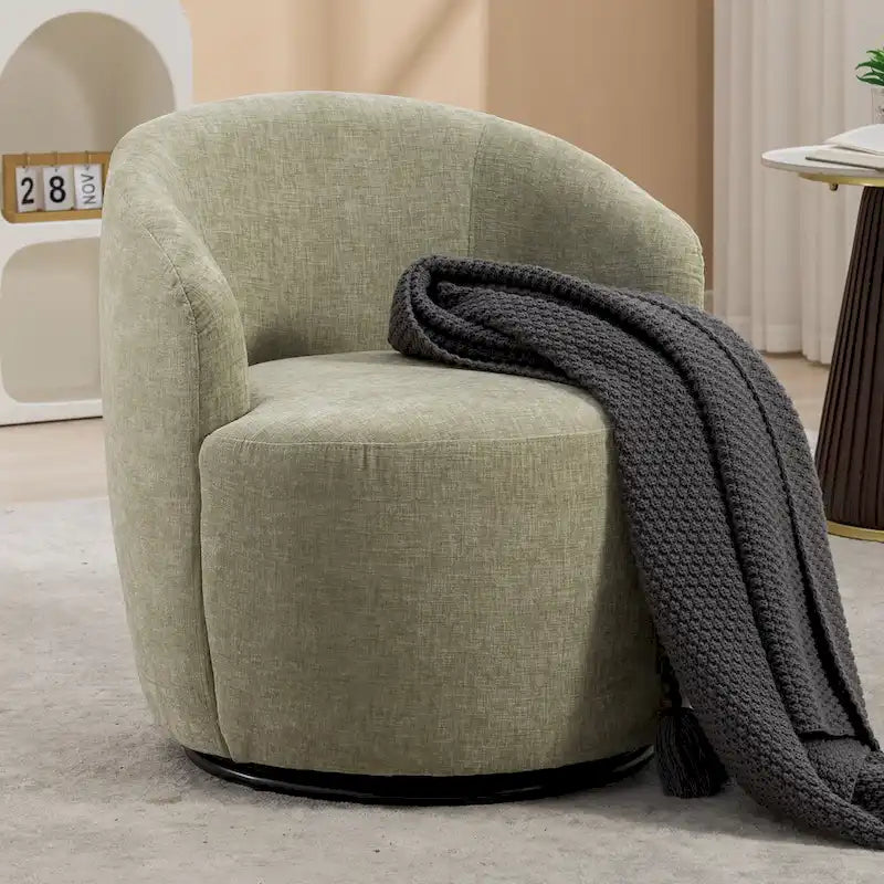 Fauteuil d'appoint pivotant en tissu chenille - 25,60 x 25,60 x 27,56 po