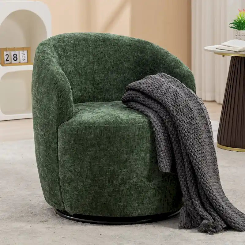 Fauteuil d'appoint pivotant en tissu chenille - 25,60 x 25,60 x 27,56 po