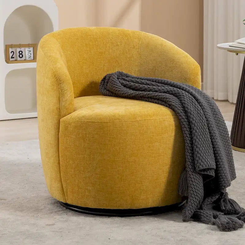 Fauteuil d'appoint pivotant en tissu chenille - 25,60 x 25,60 x 27,56 po