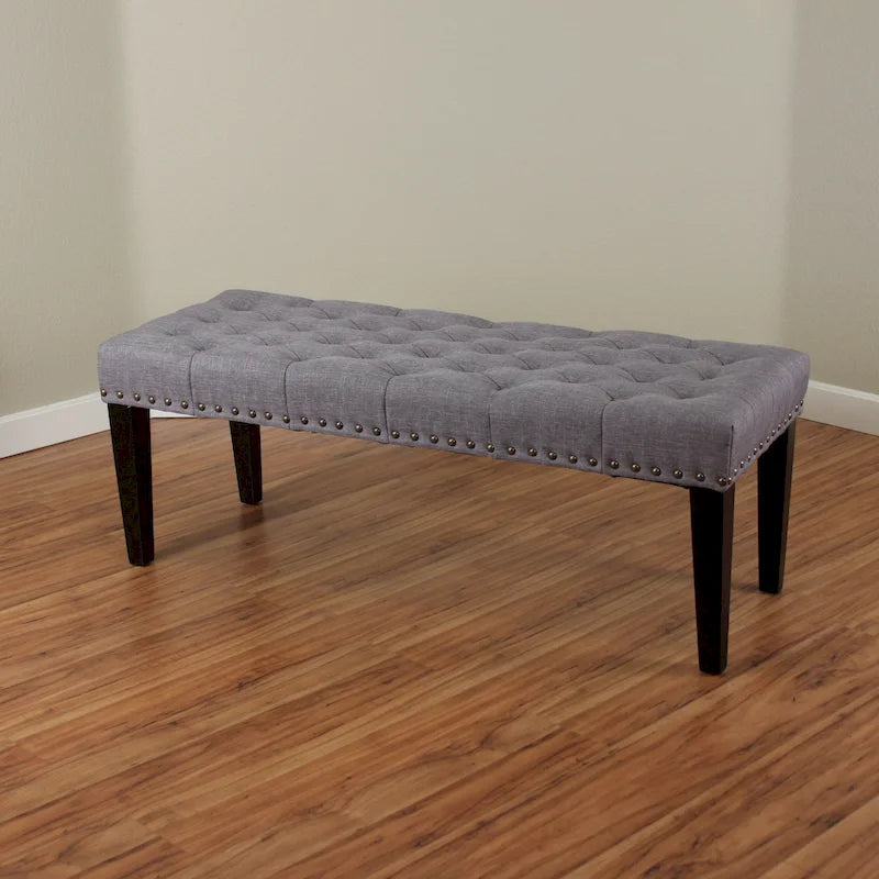 Banc de transition capitonné en lin de 124 cm