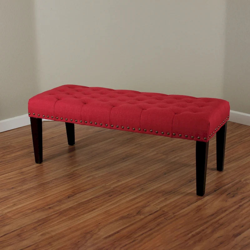 Banc de transition capitonné en lin de 124 cm