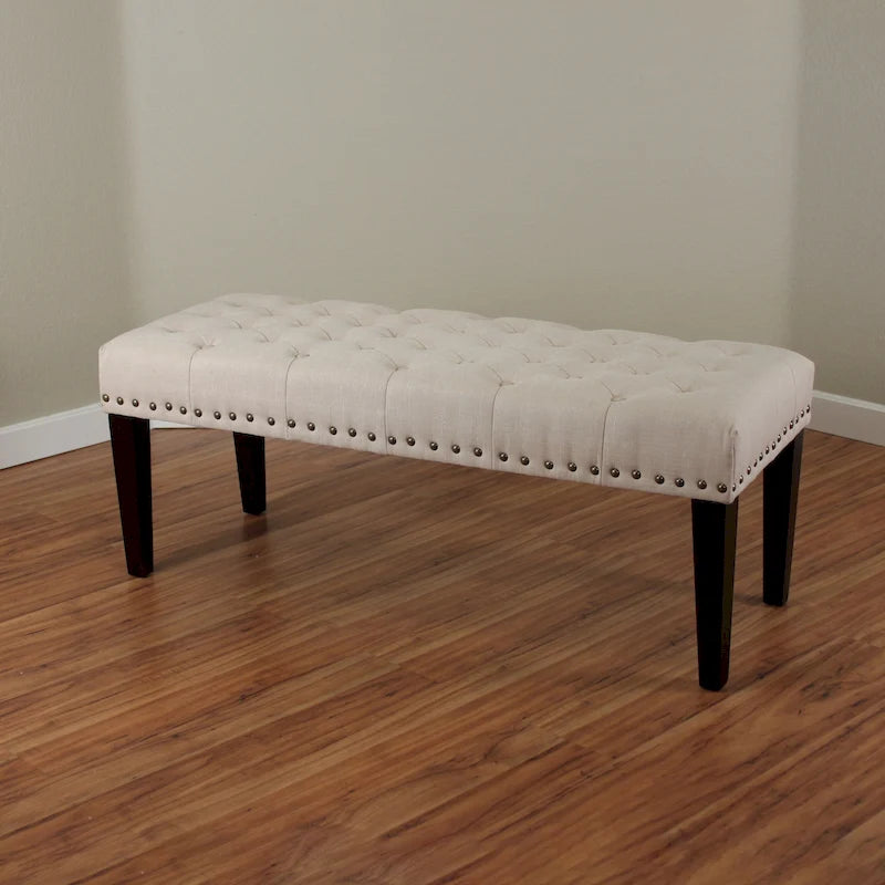 Banc de transition capitonné en lin de 124 cm
