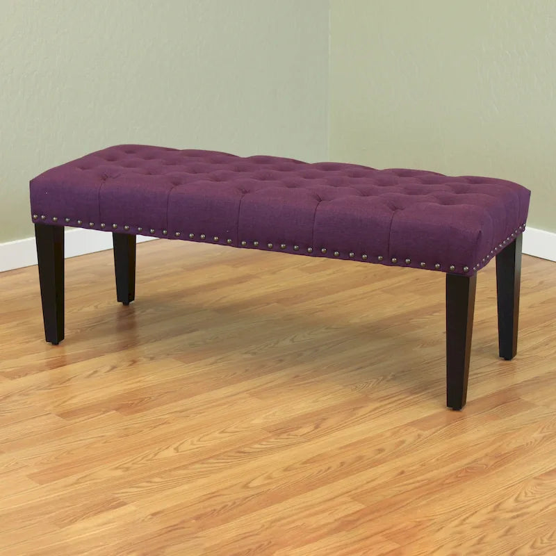 Banc de transition capitonné en lin de 124 cm