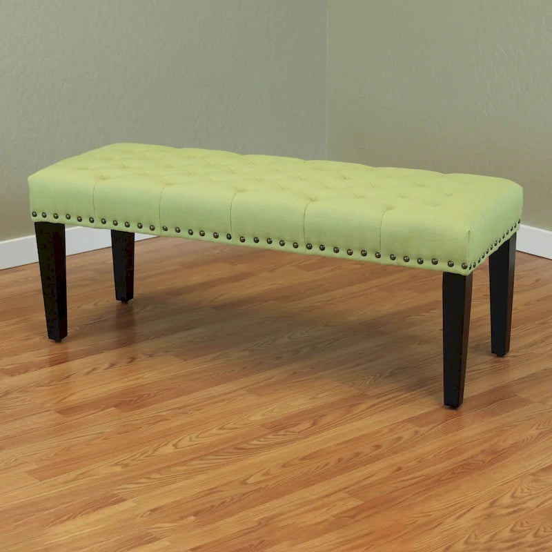 Banc de transition capitonné en lin de 124 cm