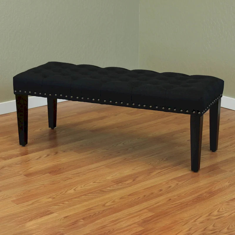 Banc de transition capitonné en lin de 124 cm