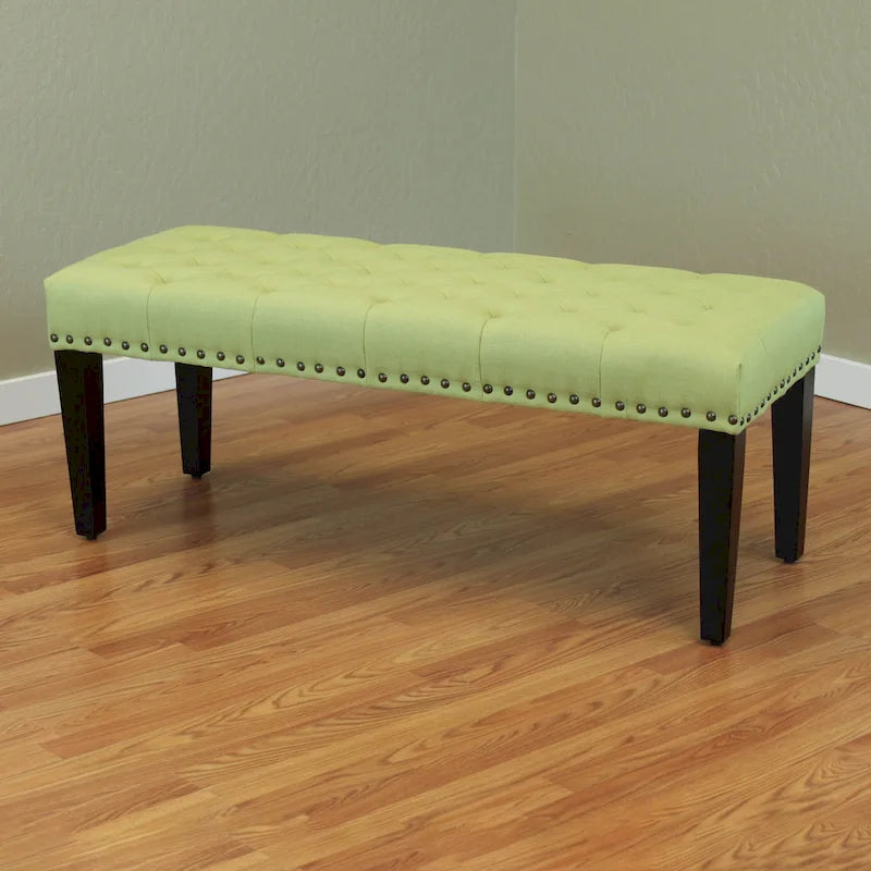 Banc de transition capitonné en lin de 124 cm
