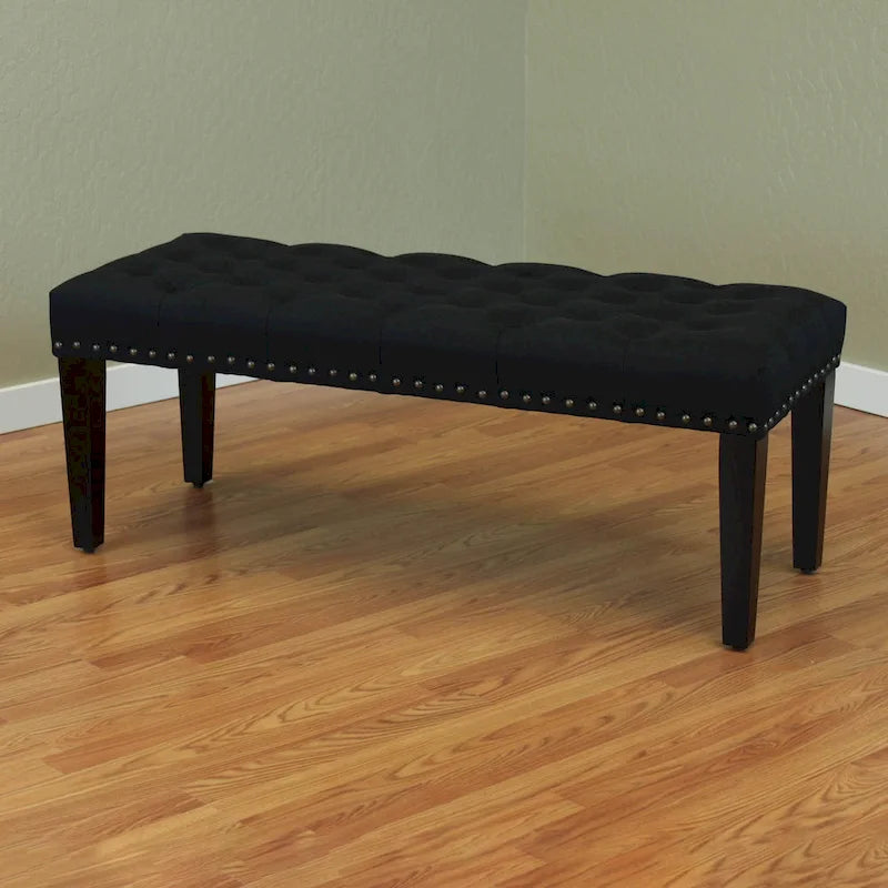 Banc de transition capitonné en lin de 124 cm