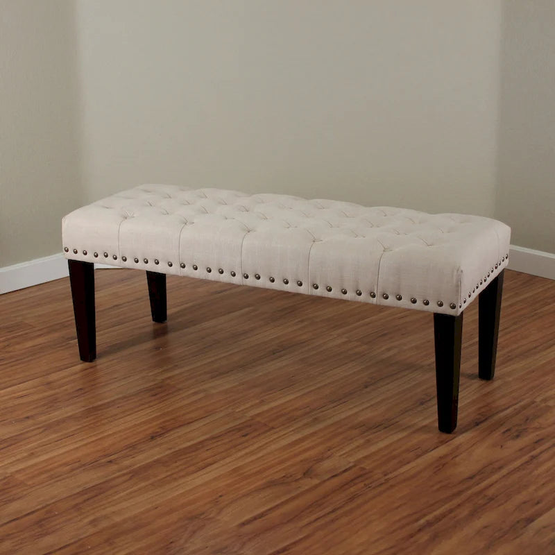 Banc de transition capitonné en lin de 124 cm