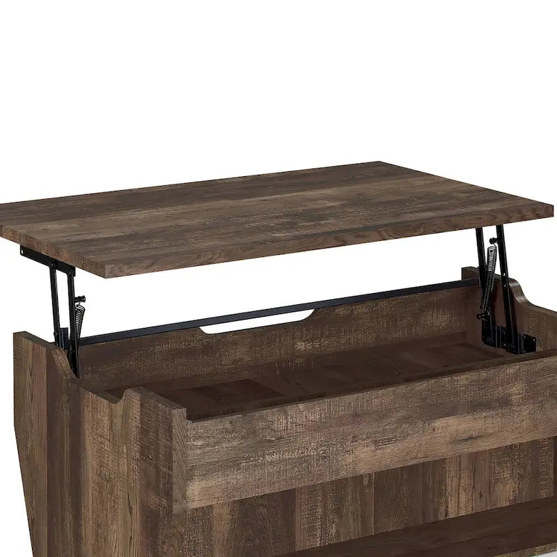 Table basse de rangement chêne rustique à plateau relevable 42 po