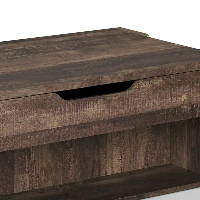 Table basse de rangement chêne rustique à plateau relevable 42 po