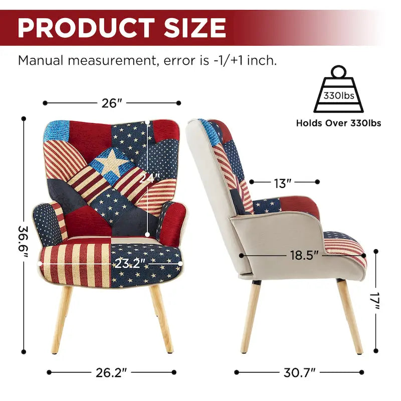 Fauteuil d'appoint moderne rembourré en lin avec pieds en bois