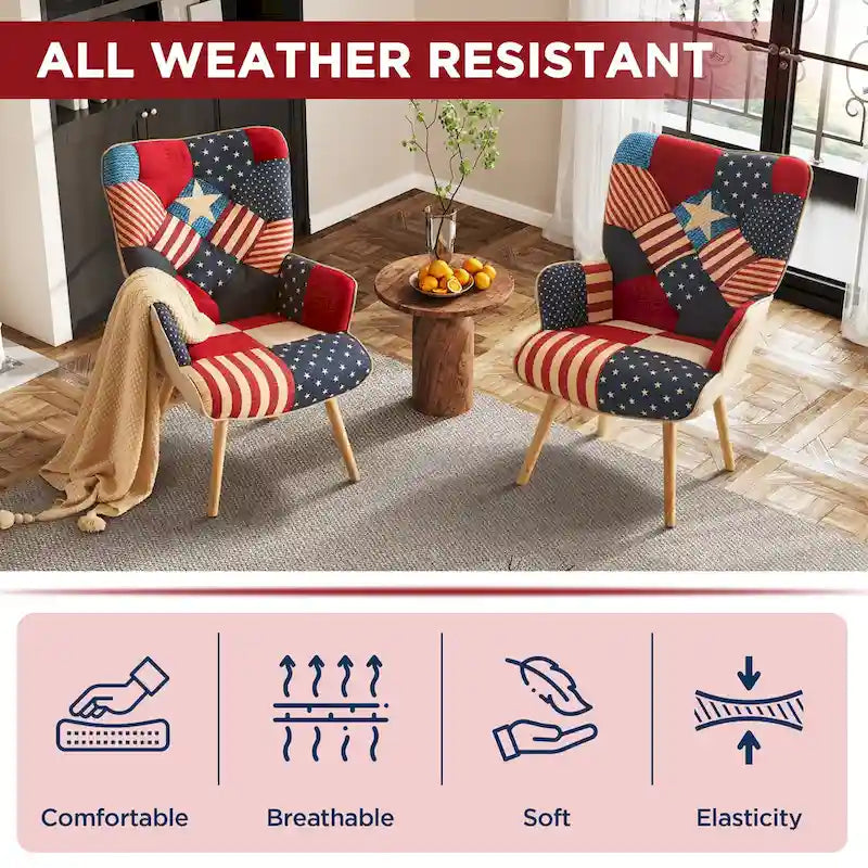 Fauteuil d'appoint moderne rembourré en lin avec pieds en bois